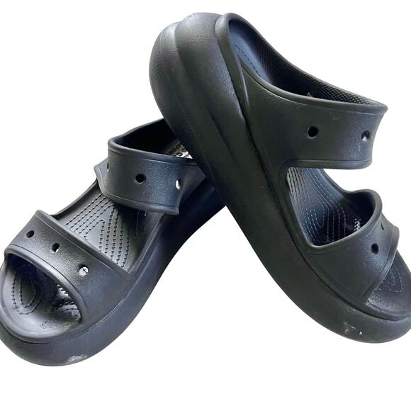 Crocs Mega Crush Platform Chunky Slingback Sandals Women 9 Men 7 Black - Picture 1 of 6